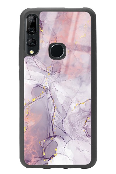 Spoyi Huawei Y9 Prime Fuşya Mermer Tasarımlı Glossy Telefon Kılıfı