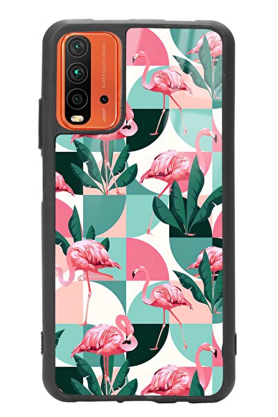 Spoyi Xiaomi Redmi 9t Retro Flamingo Duvar Kağıdı Tasarımlı Glossy Telefon Kılıfı