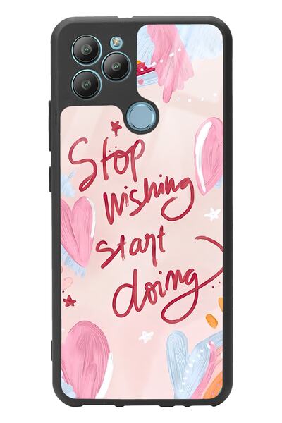 Spoyi General Mobile Gm 22 Plus Pembe Motto Tasarımlı Glossy Telefon Kılıfı