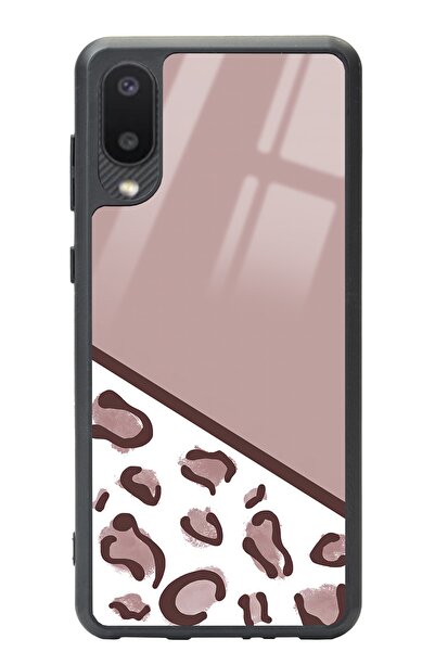 Spoyi Samsung A-02 Kahve Leopar Tasarımlı Glossy Telefon Kılıfı