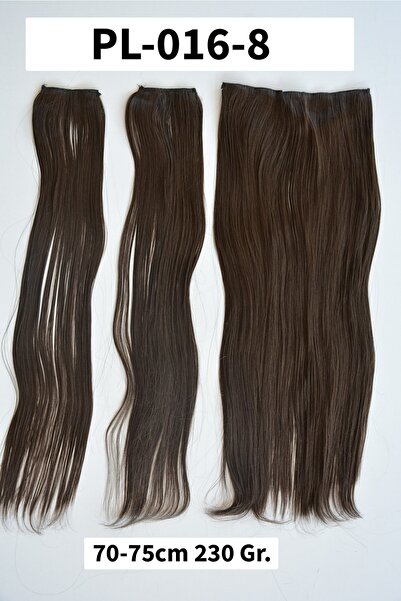 8 Kadına Dair Herşey Kestane Rengi Düz Uzun Yarım Ay Saç – Sentetik Çıt Çıt –...