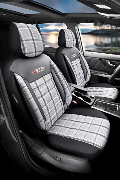 Otom Oto Koltuk Kılıfı Tam Set Jacquard Kumaş Füme Siyah - GTI Sports