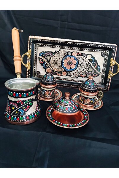 Zinnun طقم قهوة مطرز بالنحاس 002