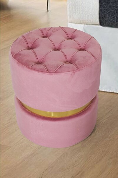 MUTLUALIŞVERİŞMERKEZİ Modern Dekoratif Yuvarlak Puf Kapitone Silinebilir Kuma...