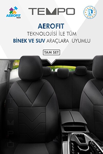Otom Oto Koltuk Kılıfı Micro Qube Özel Tasarım Siyah - Tempo