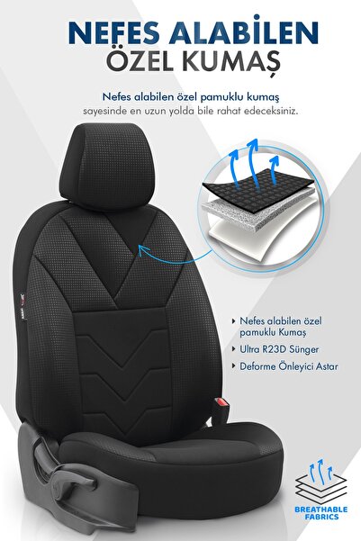 Otom Oto Koltuk Kılıfı Micro Qube Özel Tasarım Siyah - Tempo