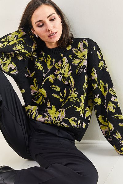 Bianco Lucci Damen-Strickpullover mit Blumenmuster