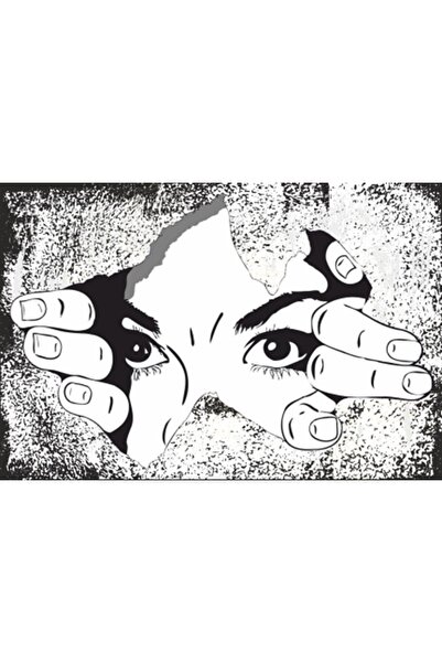 Hayat Poster Femeie care se uită prin peretele spart Poster retro din lemn