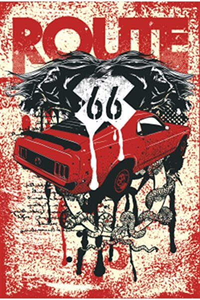 Hayat Poster Poster retro din lemn cu temă Route 66
