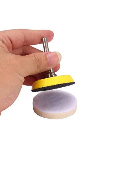 Depolife Dremel Gravür Makineleri Için Polisaj Yün Keçe Seti 50mm Cırt Tabanlı Set 3 Pcs