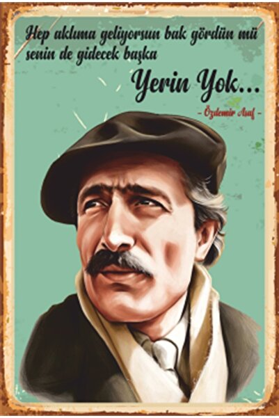Hayat Poster Özdemir Asaf Yerin Yok Retro Ahşap Poster