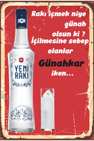 Hayat Poster Rakı Içmek Retro Ahşap Poster