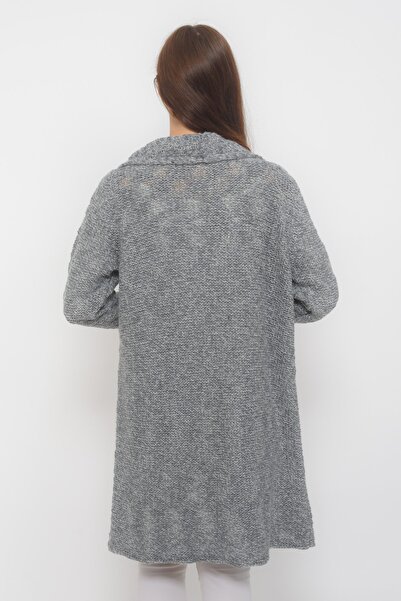 TUSSE Μονόχρωμη λεπτομέρεια στο μανίκι Πολύχρωμη πλεκτή τσέπη Μακριά κομψή και κομψή πλεκτή ζακέτα μεγάλου μεγέθους