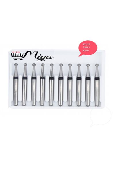 Miya-etic Elmas Rond Frez - Freze - Aeratör Için Uygun -10 Adet - Siyah Kuşak