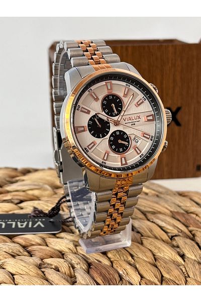 Vialux Men's Wristwatch Jubilee Cord Waterproof All Steel