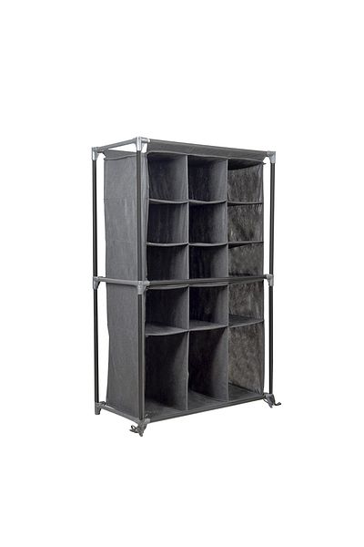 RUSTİKEVDECORART 15 Compartment Interlining Cloth Cabinet - Organizer with 4 Shelves, Clothes and Shoes Cabinet