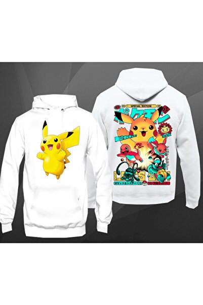 GALASHOP سويت شيرت بيكاتشو بيكا بيكا بغطاء للرأس ملون للجنسين