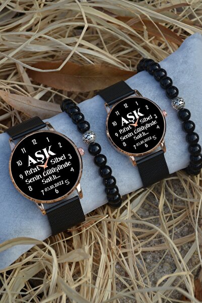 Kubbehan Sevgili Saatleri Aşk Senin Gülüşünde Saklı İsim ve Tarih Yazılı Çift...