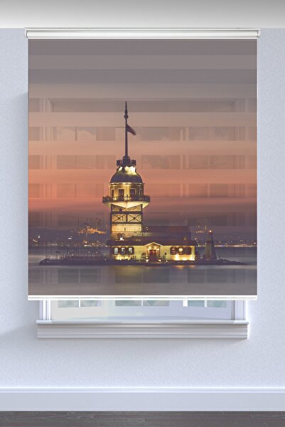 Kanteks Exclusive Kız Kulesi Baskılı Genç Odası Zebra Perde