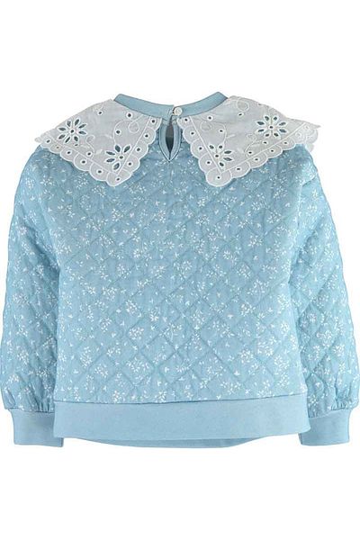 İdilbaby&Mamino Girl's Blue Floral Patterned Collar Model Sweatshirt