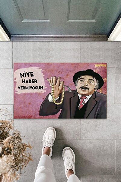 Silkcoat Home Kişiye Özel Tasarım Paspas -Niye Haber Vermiyosun - Modern Diji...