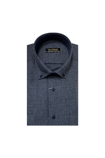 TWO HANDS Cămașă clasică de lână cu mânecă lungă și buzunar dublu pentru bărbați 3182