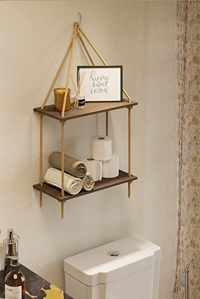 Alyones 2 Katlı Asma Duvar Rafları, Swing Halatlı Yüzer Raf, Askılı Salon/yatak Odası/banyo Ve Mutfak Raflar