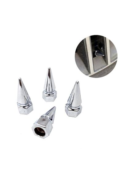 Compax Sivri Mermi Sibop Kapağı Plastik 4'lü Set Krom Kaplama