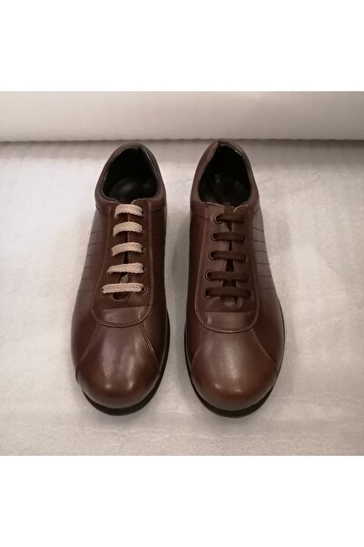 Bruno Uniseks Hakiki Deri Kahve Yuvarlak Krampon Kauçuk Kaymaz Tabanlı Bağcıklı Ayakkabı