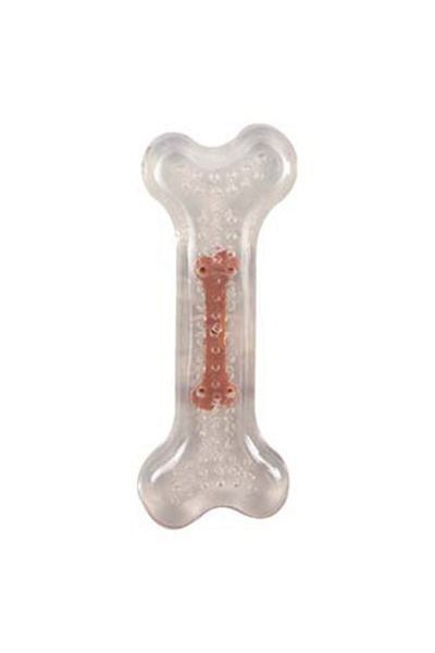 Flamingo لعبة كلب على شكل عظمة شفافة معطرة بالشوكولاتة 12 سم