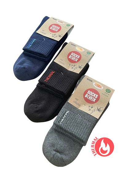 socksbox 3 чифта безшевни зимни чорапи с розов колан/черно-тъмно синьо-пушено/компл.1