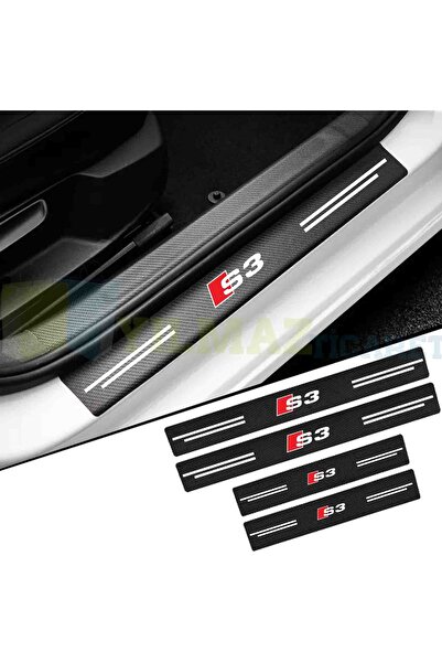 yılmazetic Audi S3 Logo Karbon Kapı Eşiği Oto Sticker Etiket Yapıştırma Araba...