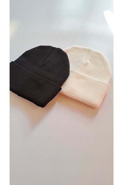 ras boutıque Black-white Unisex Basic 2-Piece Beret Set