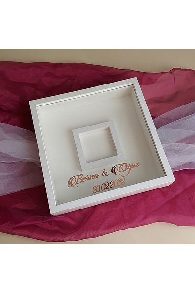 Verda Çerçeve 35x35 cm Design Rose Box Memory Frame cu secțiune foto! Cadru cu oglindă!