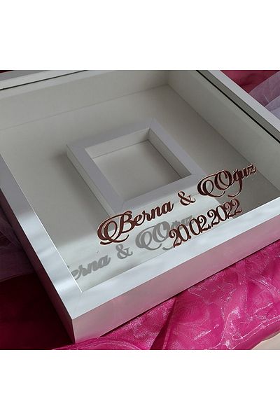 Verda Çerçeve 35x35 cm Design Rose Box Memory Frame cu secțiune foto! Cadru cu oglindă!