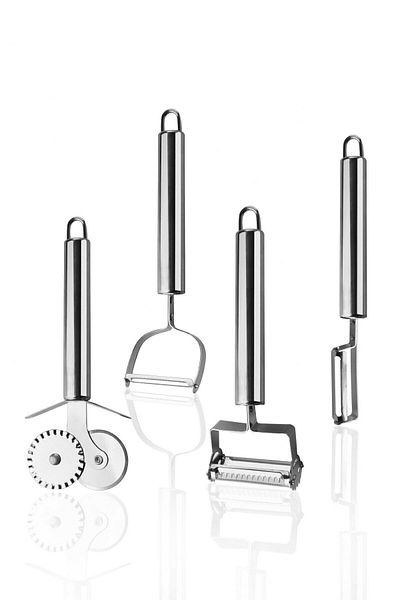 Trouvaille Stainless Metal Peeler Set Julian Peeler Straight Peeler Side Peeler Pizza Dough Roulette
