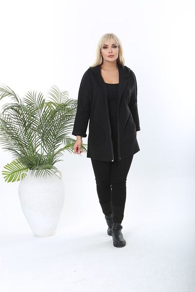 Eceyaman moda Women's Black Thin Fleece Hooded Oversized Sweatshirt