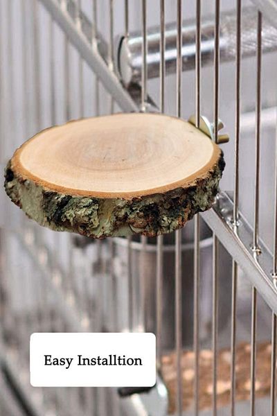 Alyones Natural 3 Pieces Circular Bird Cage Platform, Natural Round Wooden Stand Platform Budgie