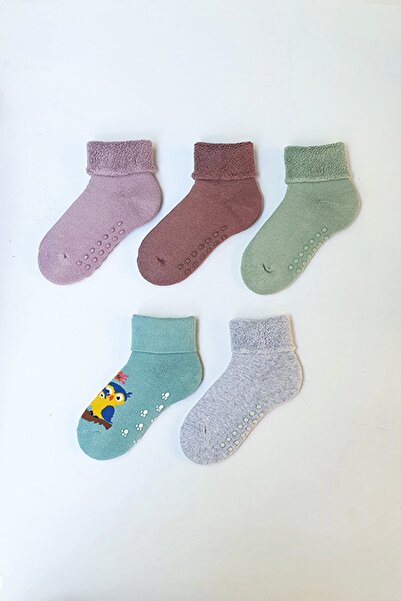 MEM SOCKS 5'li Kaydırmaz Havlu Çocuk Çorabı
