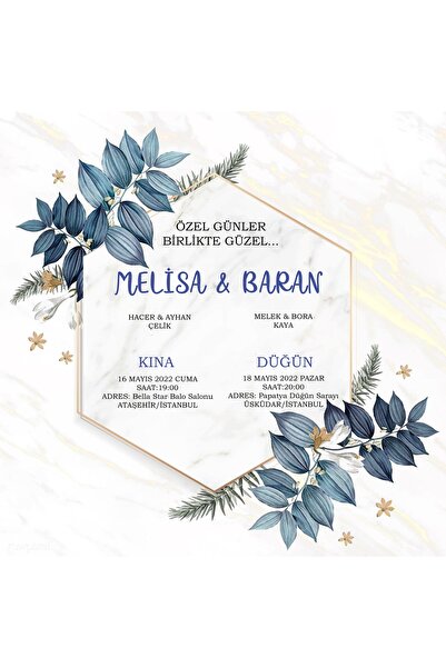 Belinay Düğün Davetiyesi 108 09 (50 ADET)