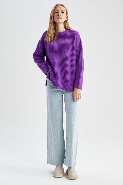 DeFacto Oversize Fit Crew Neck Selanik Fabric pulóver