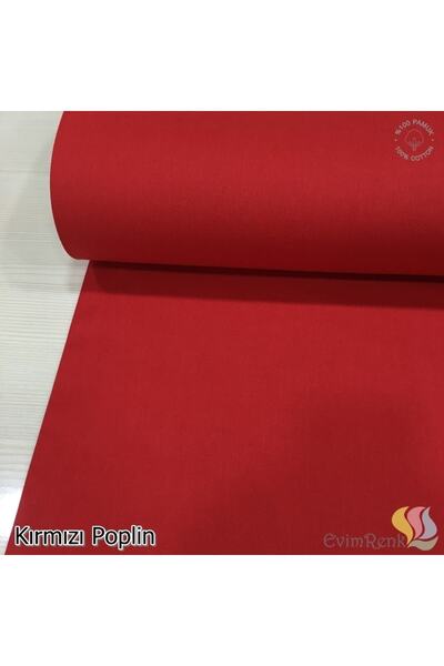 Renk Tekstil Düz Kırmızı Poplin Kumaş