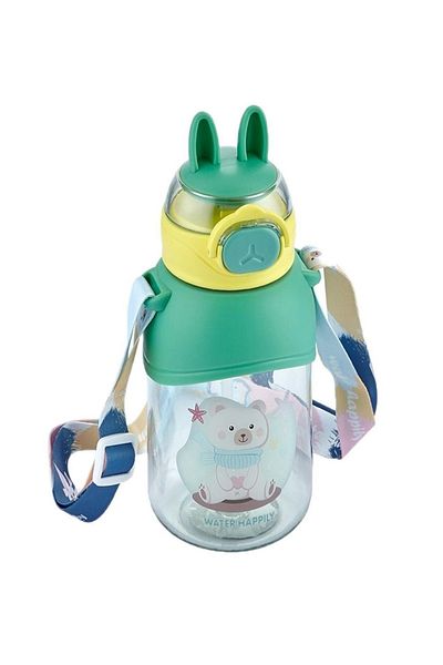 Vagonlife 650ml Cute Friends Tritan Water Bottle with Hanging Straw and Ears