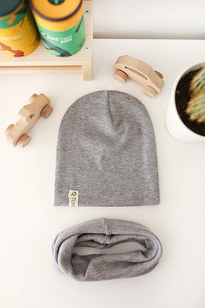 Doğan Collection Gray Ribbed Beret Neck Collar Set