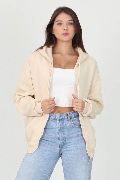 Neşeli Butik Γυναικείο φούτερ με κουκούλα με τσέπη και λεπτομέρεια με φερμουάρ Fvr003