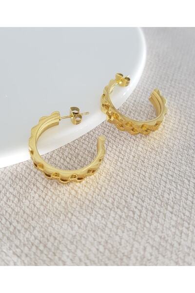 HOSBUTIK حلق ذهبي من الفولاذ المقاوم للتشويه