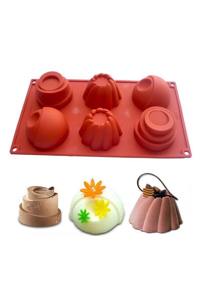 Getshopmini قالب مافن سيليكون ثلاثي الأبعاد مكون من 6 قطع للكيك والشوكولاتة G...