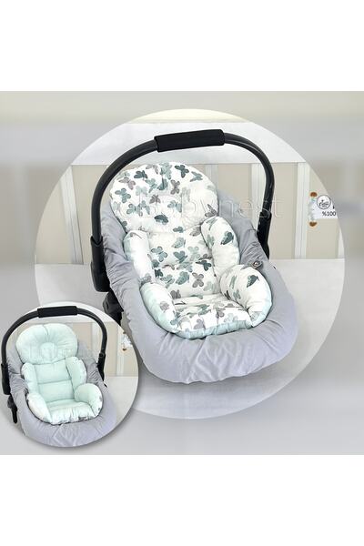 ebabynest Kelebek Serisi Gri Su Yeşili Puset Alt Minder