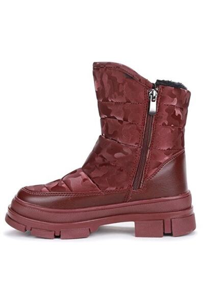 Minican Kız Çocuğu Kaymaz Ortopedik Taban Fermuarlı Içi Termal Kürklü Su Geçirmez Kar Botu