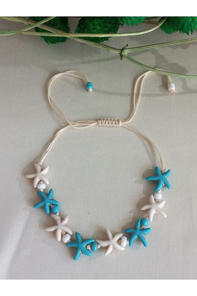İPAR AKSESUAR Women - Turquoise Cream Starfish Cream Anklet Bracelet